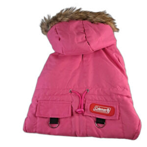 Coleman Pet Drawcord Jacket Sz M Dog Fleece Lined Reversible Pink/Black & White